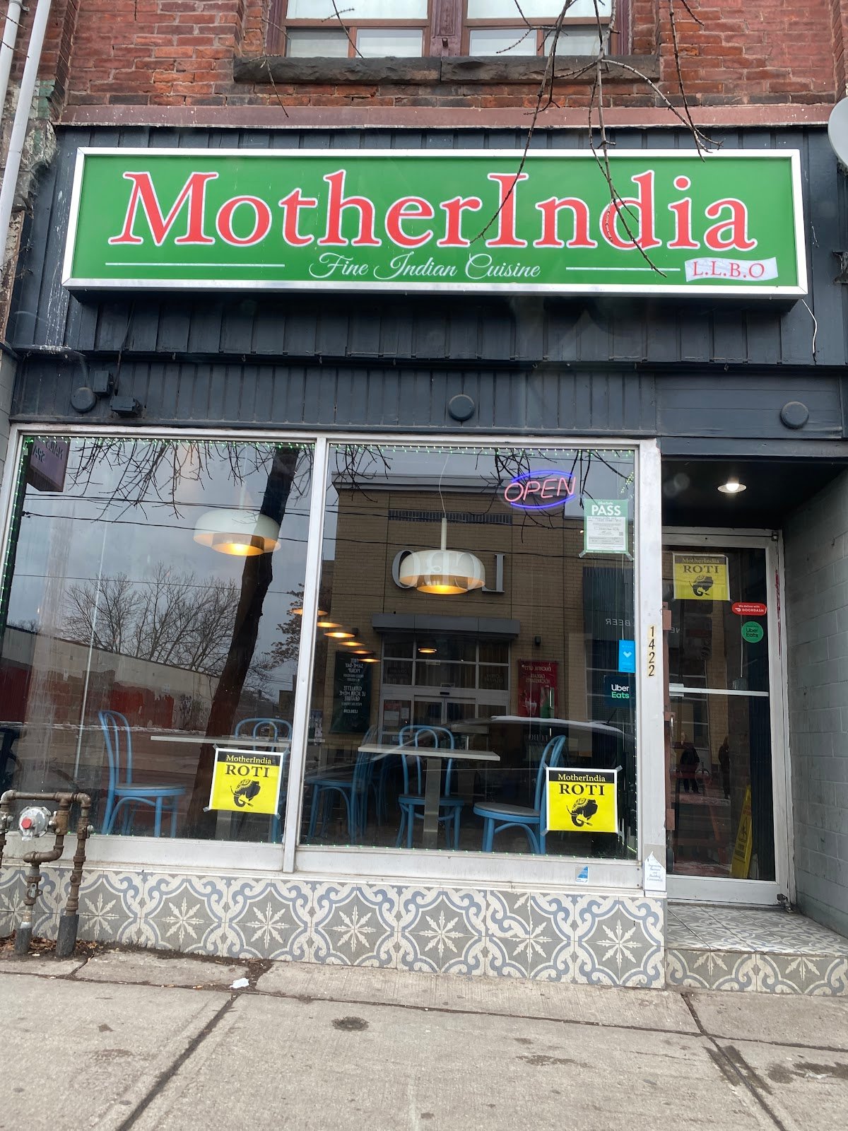 Mother India Roti sign on Queen St West
